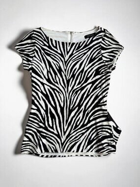 WHITE HOUSE BLACK MARKET Zebra Animal Print Top Size X Small